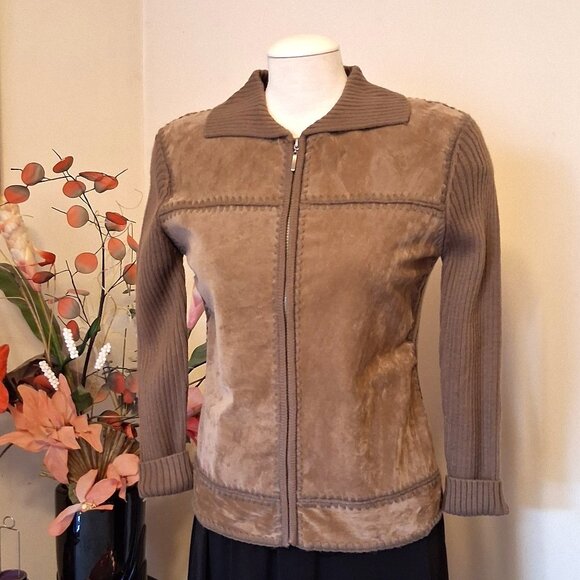 NWT Woman's Light Brown Camel Zip-Up Cardigan Knitwear Lightweight Sweater 6 S - Picture 5 of 6